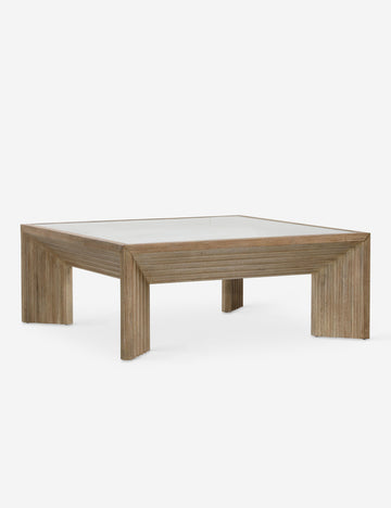 #color::natural | Pender modern wood and glass top square coffee table.