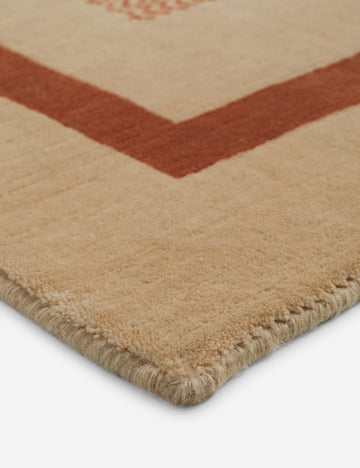 Pemberton Hand-Loomed Wool Blend Rug Swatch, Rust and Blue