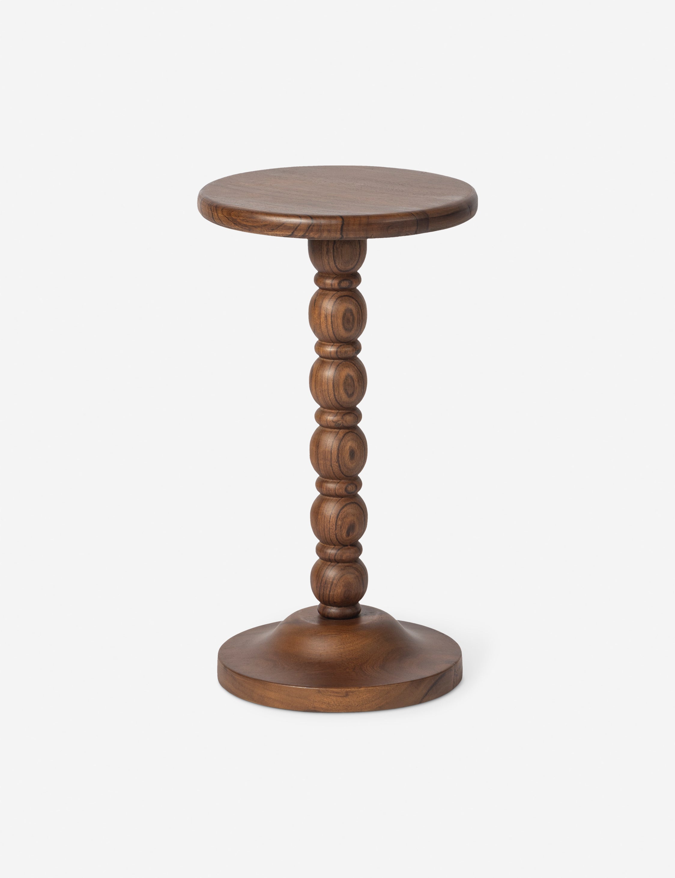 #color::brown | Foxton beaded turned wood round drink side table