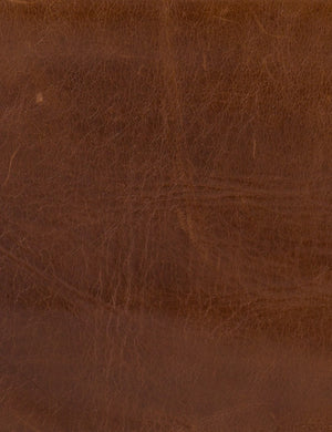 Close-up of the brown leather for the Marlyne accent chair
