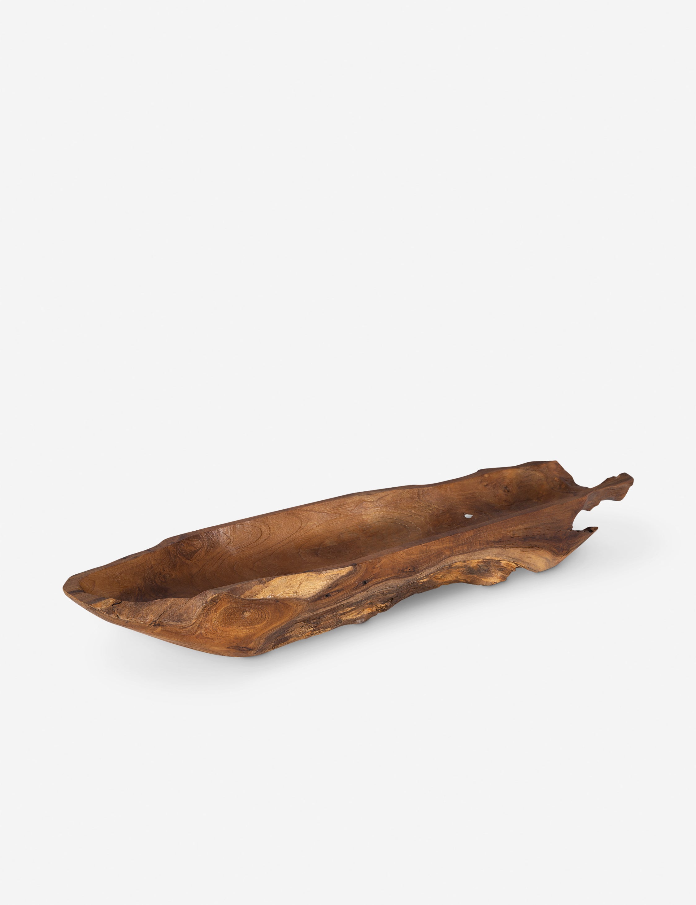 #color::natural | Yuma low-profile, decorative teak wood centerpiece bowl.