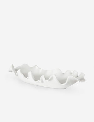 Beline low-profile ruffled long decorative bowl.