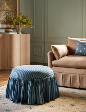 Leary Ottoman : Natural Linen Weave
