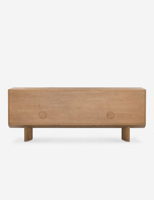 Back of the Remwald sculptural oak wood sideboard cabinet.