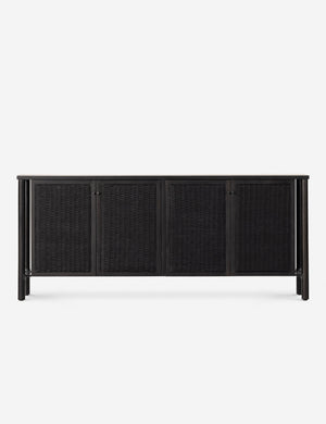 Isaura black cane-paneled sideboard cabinet.
