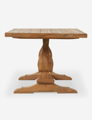 Side view of the Oveido reclaimed teak outdoor dining table.