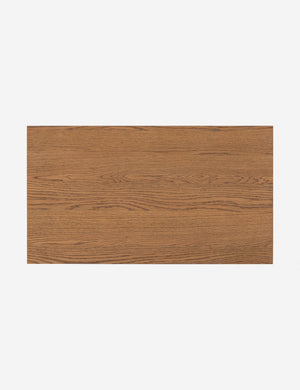 Overhead view of the top of the Kisner natural grain oak nightstand.