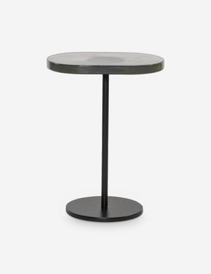 Ario slim iron glass top side table.
