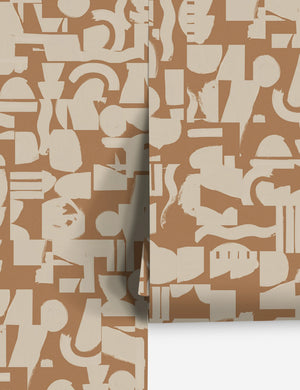 Tan and ivory Organic Shapes Wallpaper by Sarah Sherman Samuel