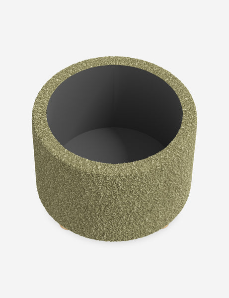 #color::green-luxe-boucle #size::24-Dia | The storage space inside the Kamila Green Boucle 24-inch ottoman