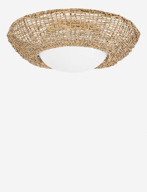 Byrd woven rope coastal flush mount light.