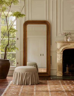 Leary Ottoman : Natural Linen Weave