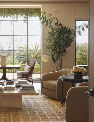 Faro Swivel Chair by DISC Interiors : Blush Luxe Boucle