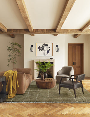 Irregular Grid Hand-Knotted Wool Rug Swatch by Sarah Sherman Samuel, Khaki
