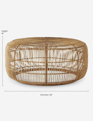 Dimensions on the Amina round coffee table