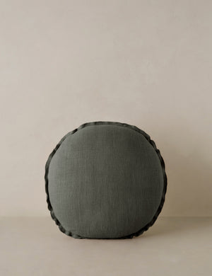 Arlo linen flange trim round pillow.