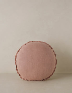 Arlo linen flange trim round pillow.