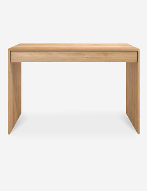 Aurora oak desk with a single drawer that spans the width of the desk