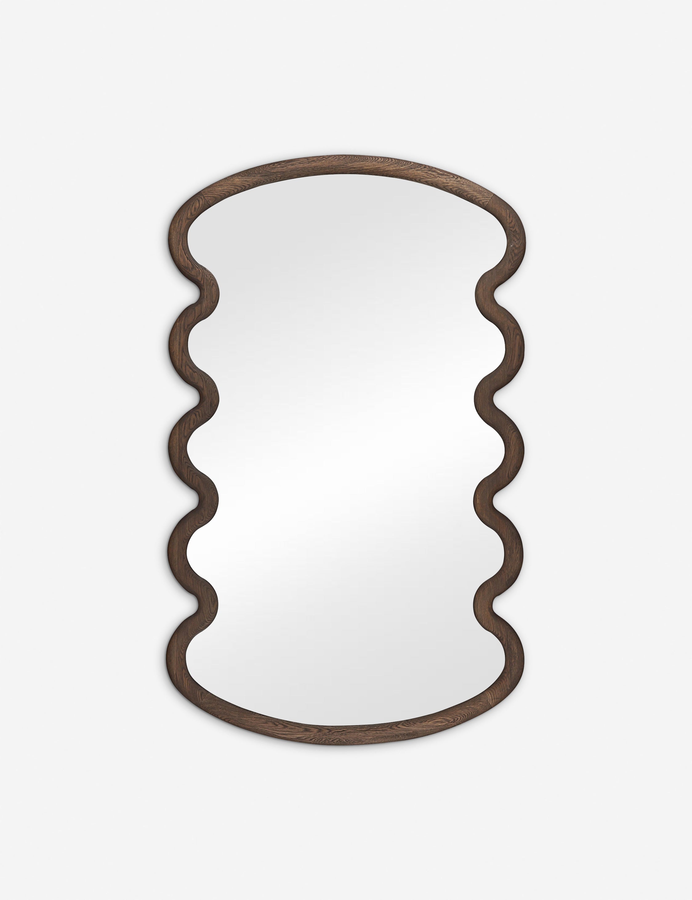 #color::grey-oak #size::large | Nanala modern wavy large wall mirror.