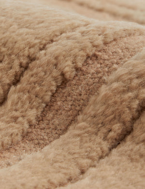 Close up of the Bosa abstract design hand-knotted wool rug.