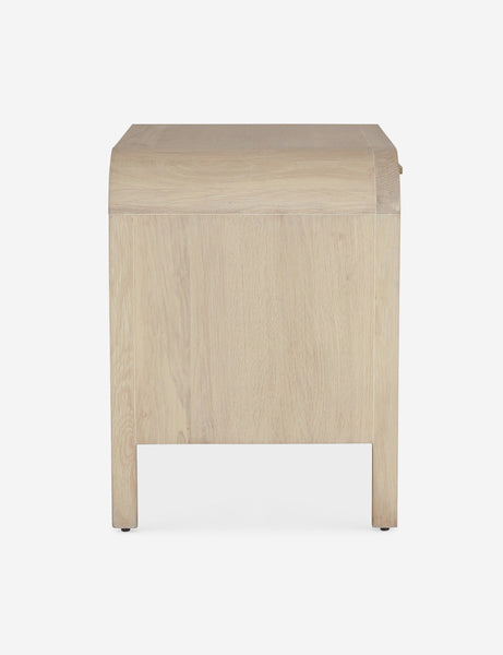 #color::natural | Brooke one drawer whitewashed nightstand with an open shelf and sleek iron pull
