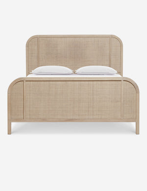 Brooke whitewashed platform bed with cane paneling