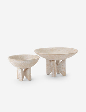 Both sizes of the Loire geometric footed ceramic bowl by Lemiuex et Cie.