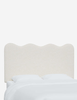 Angled view of the Clementine Cream Sherpa Headboard