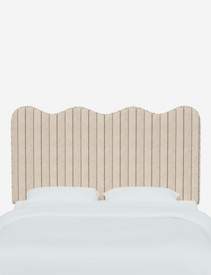 Clementine Natural Stripe Headboard with a scalloped shape at the top
