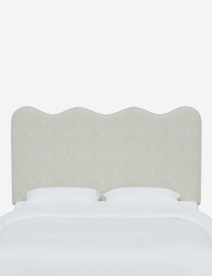 Clementine White Boucle Headboard with a scalloped shape at the top