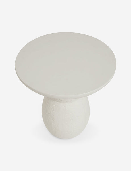 | Downward view of the Clouded White Round Side Table