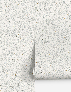 Dainty Leaves Wallpaper by Rylee + Cru, Blue - Swatch