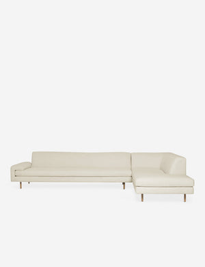 Estee Natural Linen right-Facing Upholstered Sectional Sofa with wooden dowel legs and a clean-lined frame