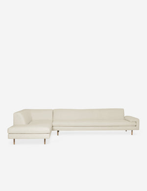 Estee Natural Linen Left-Facing Upholstered Sectional Sofa with wooden dowel legs and a clean-lined frame