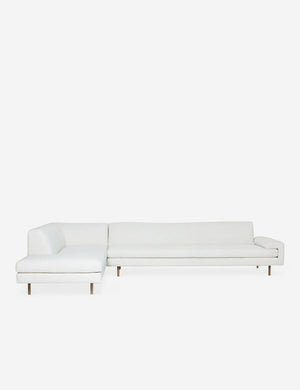 Estee white linen Left-Facing Upholstered Sectional Sofa with wooden dowel legs and a clean-lined frame