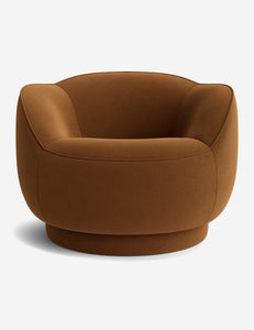 Open Box: Fern Swivel Chair, Cognac Como Velvet by Sarah Sherman Samuel