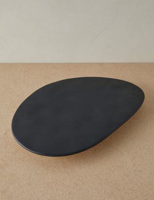 Overhead view of the Footed serving display tray in black