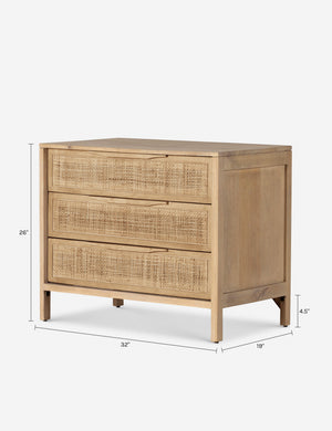 Hannah 3-Drawer Nightstand : Natural