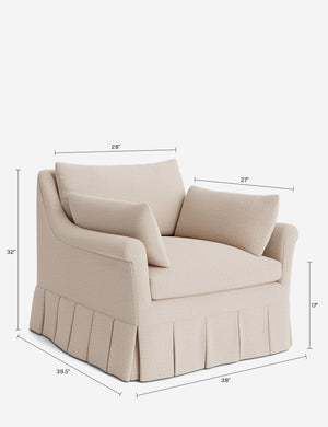 Portola Rolled Arm Luxe Depth Pleated Chair : Blush Performance Striated Velvet