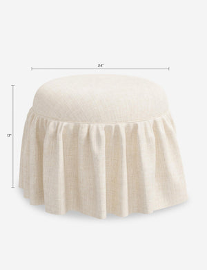 Leary Ottoman : Natural Linen Weave