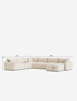 Balmer Modular Corner Sectional Sofa With Ottoman : Ivory Modern Boucle
