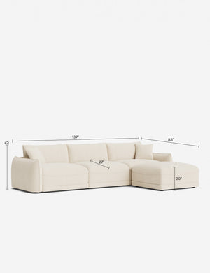 Balmer Modular Sectional Sofa With Ottoman : Ivory Modern Boucle