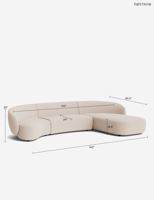 Claret Modular Chaise Sectional Sofa : Apricot Mini Corduroy / Right-Facing