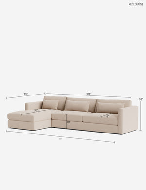 Durham Chaise Sectional Sofa : Ivory Modern Boucle / Right-Facing