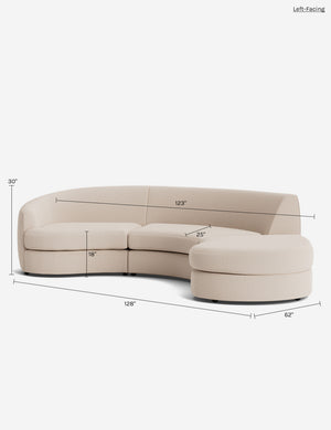 Imada Modular Chaise Sectional Sofa : Ivory Modern Boucle / Left-Facing