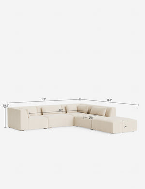 Koh Modular Sectional Sofa With Ottoman : Ivory Modern Boucle