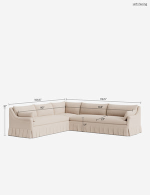 Portola Rolled Arm Pleated Sectional Sofa : Blush Performance Striated Velvet / Right-Facing
