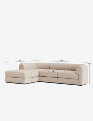Sergio Modular Sectional Sofa With Ottoman : Ivory Modern Boucle