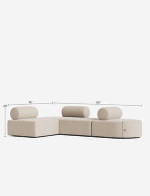 Sloman Modular 3-Piece Sectional Sofa : Talc Performance Linen