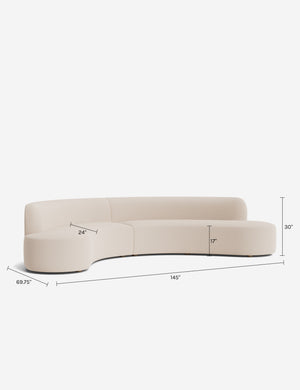 Cara Sectional Sofa : Talc Performance Linen / 145